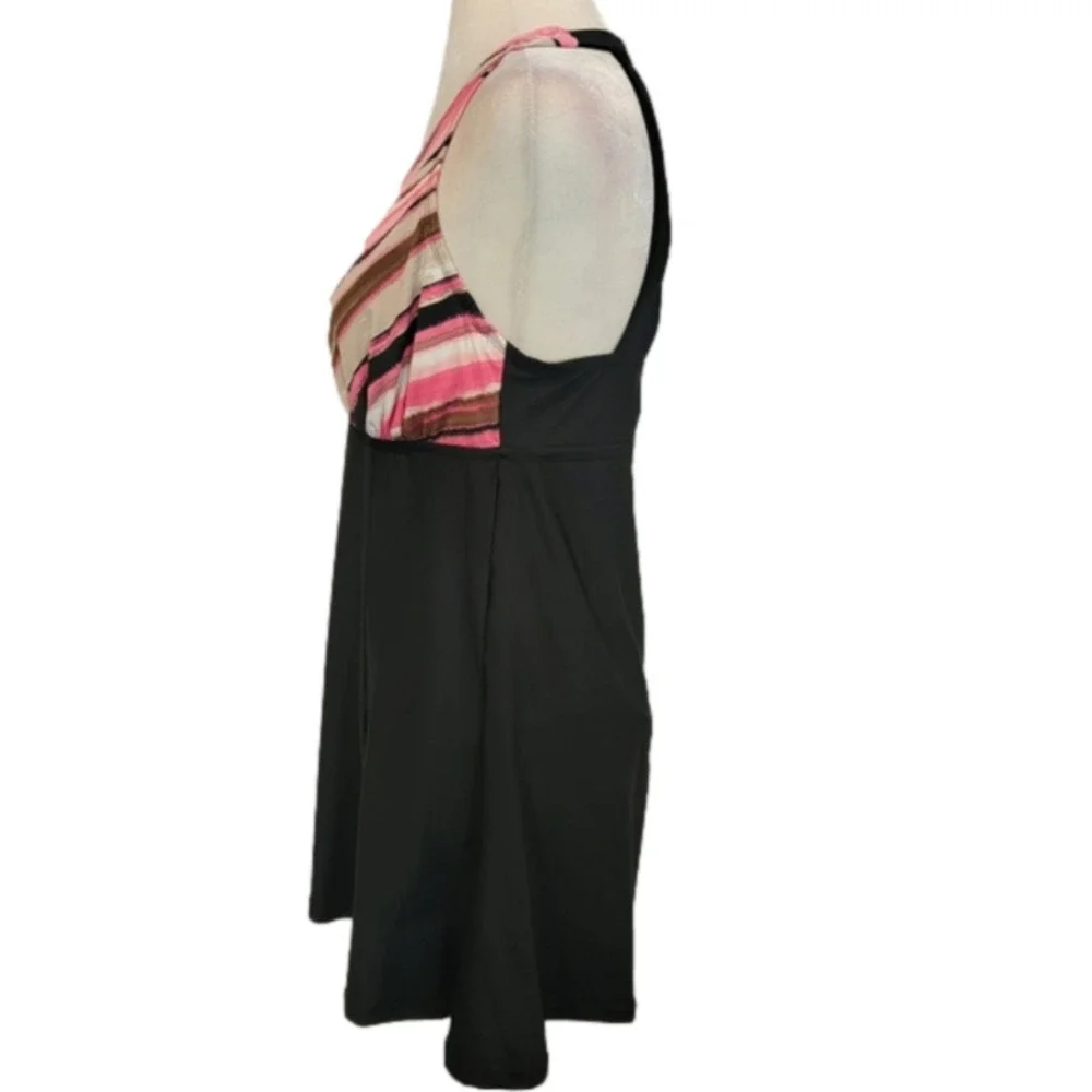 SUIT Yourself Swim Dress Black With Striped Cross Top Size 10